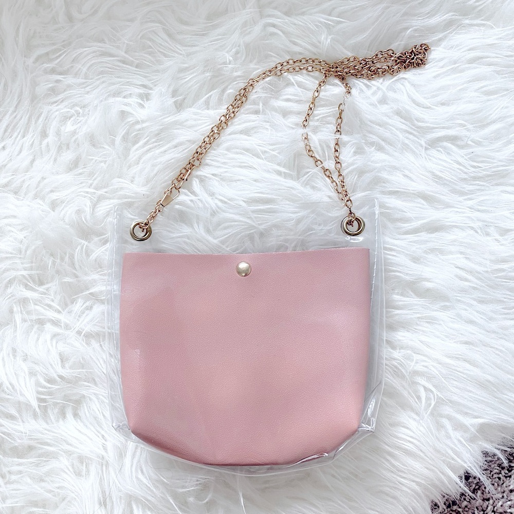 🌸 Dusky pink plastic clear purse